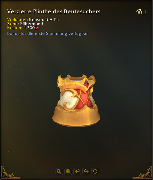 Verzierte Plinthe des Beutesuchers